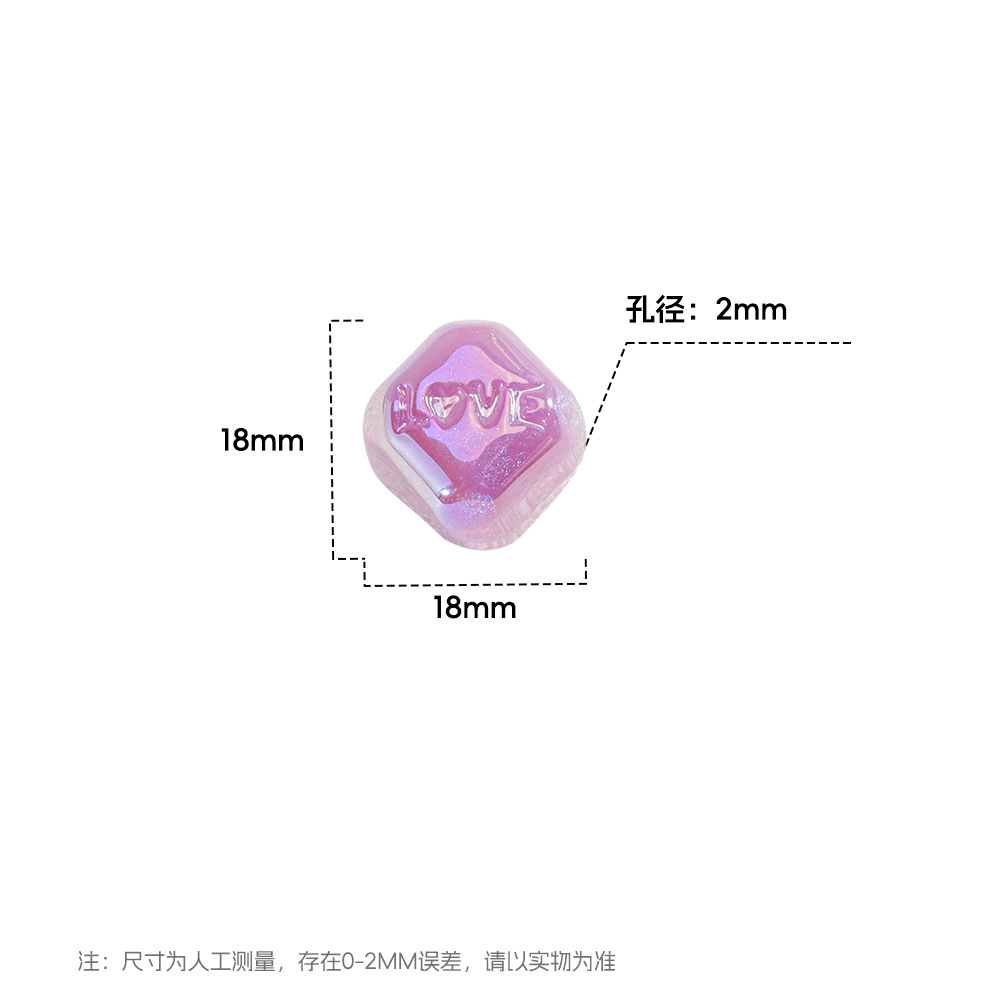 10 piezas de superficie de corte de cambio de color de luz ultravioleta LOVE cuadrado con cuentas de bricolaje cadena de teléfono móvil accesorios de joyería estilo mixto lote suelto