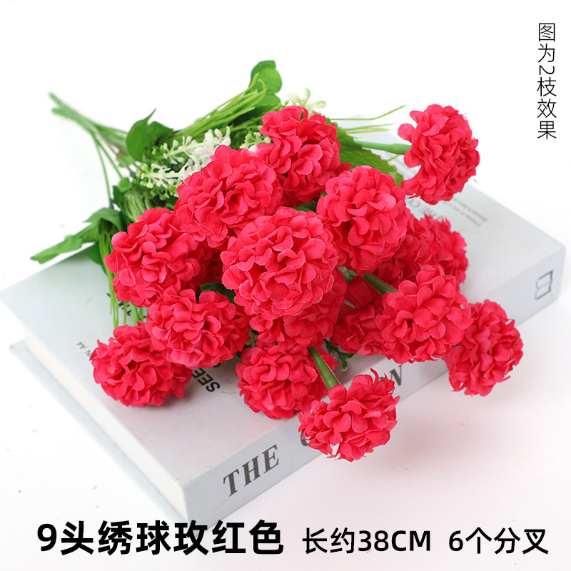 9 hortensias rojas rosas