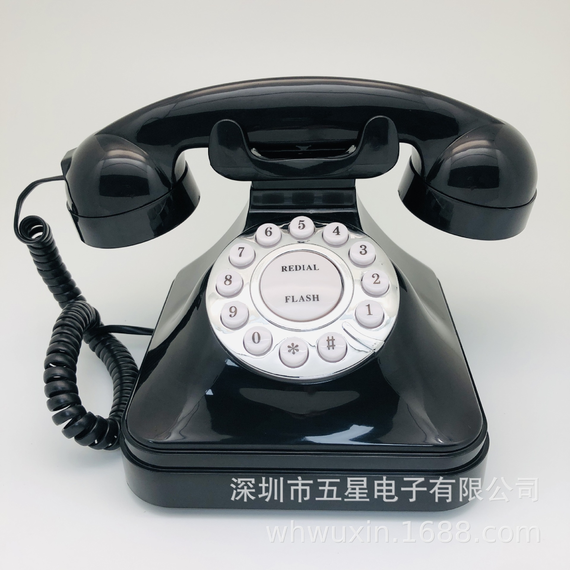 固定座机电话机 黑色镀银电话机 普通办公电话机 老式仿古电话