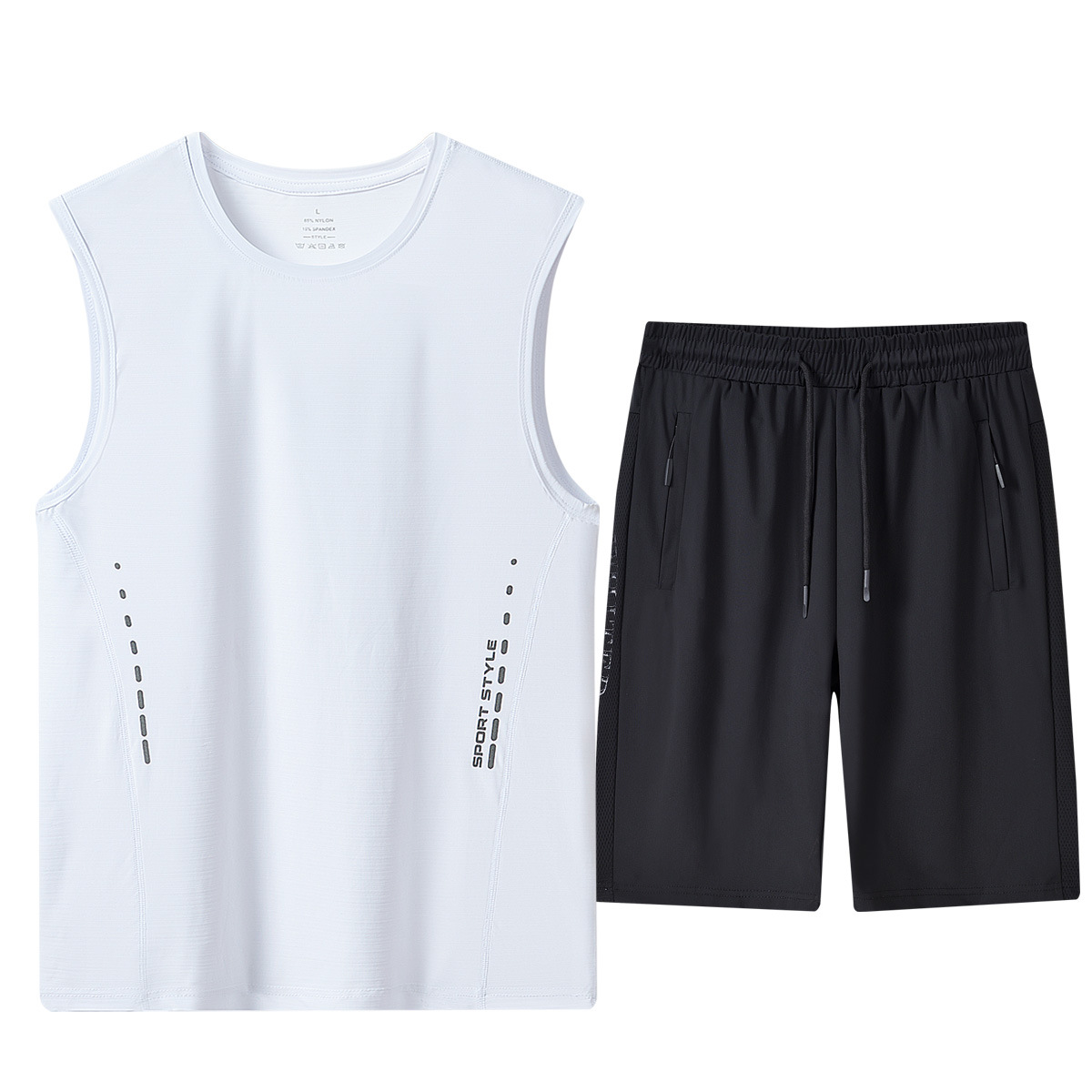 Trajes deportivos de chaleco transfronterizo para hombres verano nuevo hielo rápido secado sin mangas camiseta pantalones cortos sueltos ropa deportiva de baloncesto