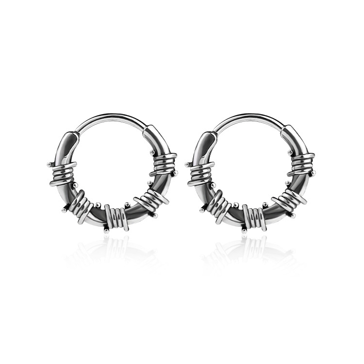 Pendientes de hombre en acero inoxidable con estilo de ratán_voghion.com