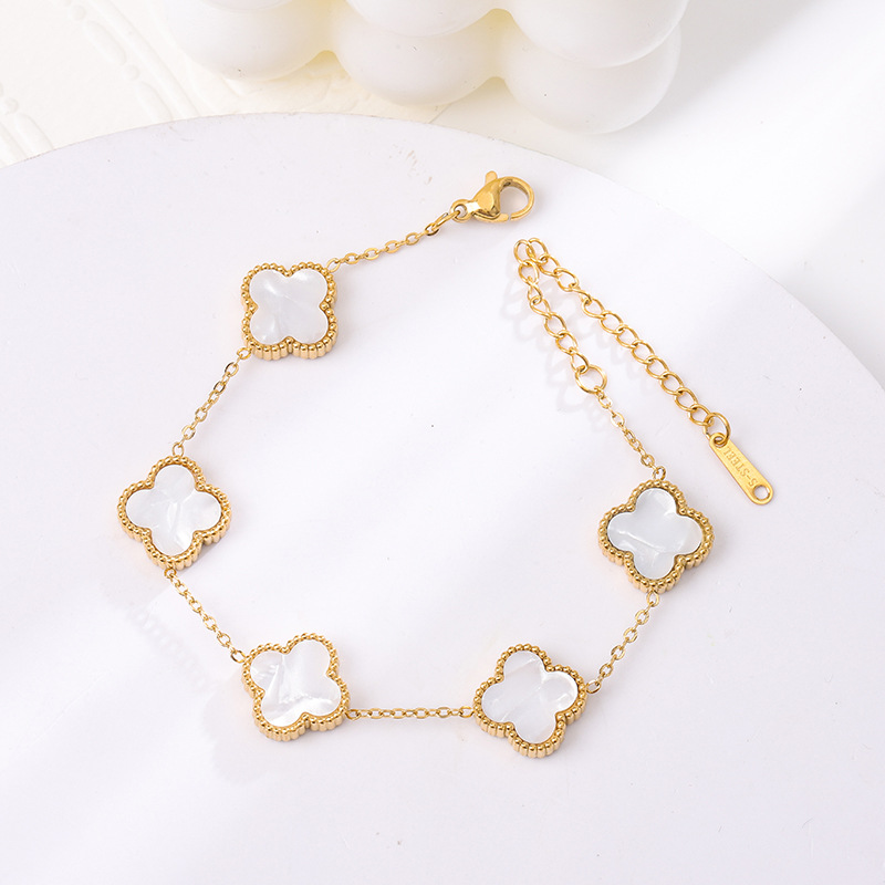 Transfronterizos vacío galvanizado de aluminio de acero de alta versión cuatro hojas cinco flores fritillaria brazalete de oro rosa fábrica venta al por mayor directa