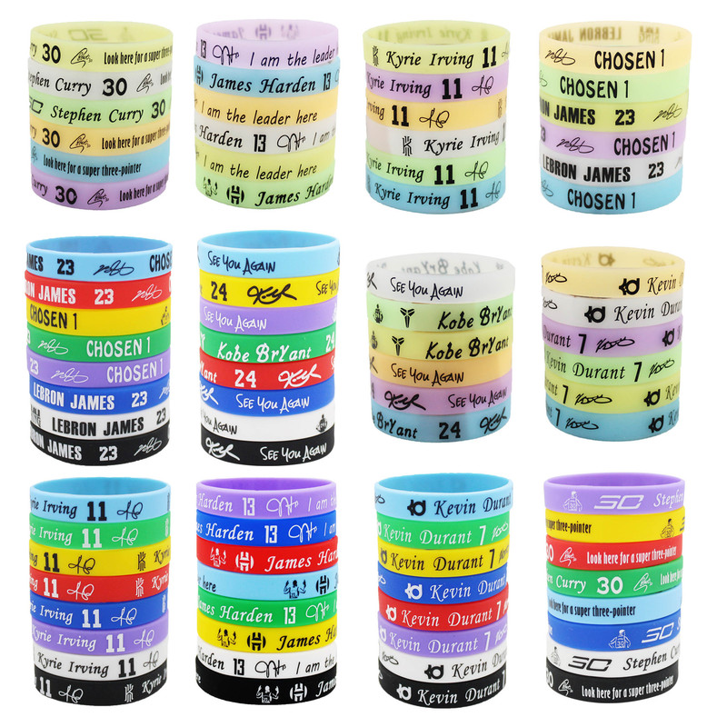 Silk screen star silicone bracelet sports bracelet NBA star luminous bracelet Kobe bracelet James bracelet