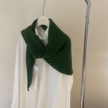 2025新款纯色针织镂空三角巾女秋冬季羊毛百搭护颈围巾打结披肩