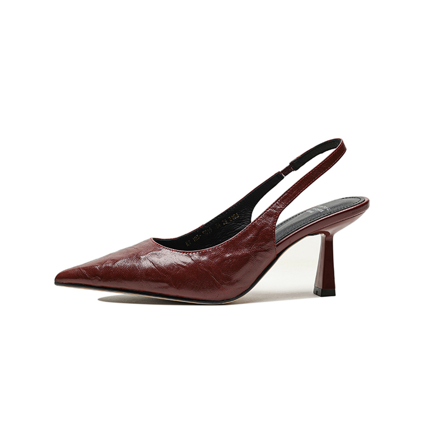 Sandal cao gót nữ mũi nhọn hở gót, da cừu, phong cách Hàn Quốc đơn giản — đen chi tiết 28