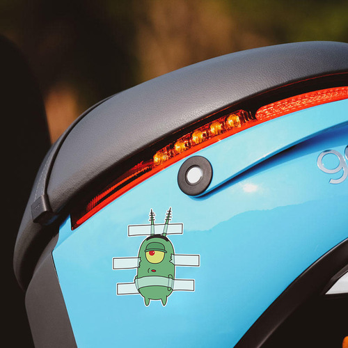 SpongeBob Motorcycle Sticker Funny Plankton Electric Scooter Car Bumper Scratch Cover Decal
