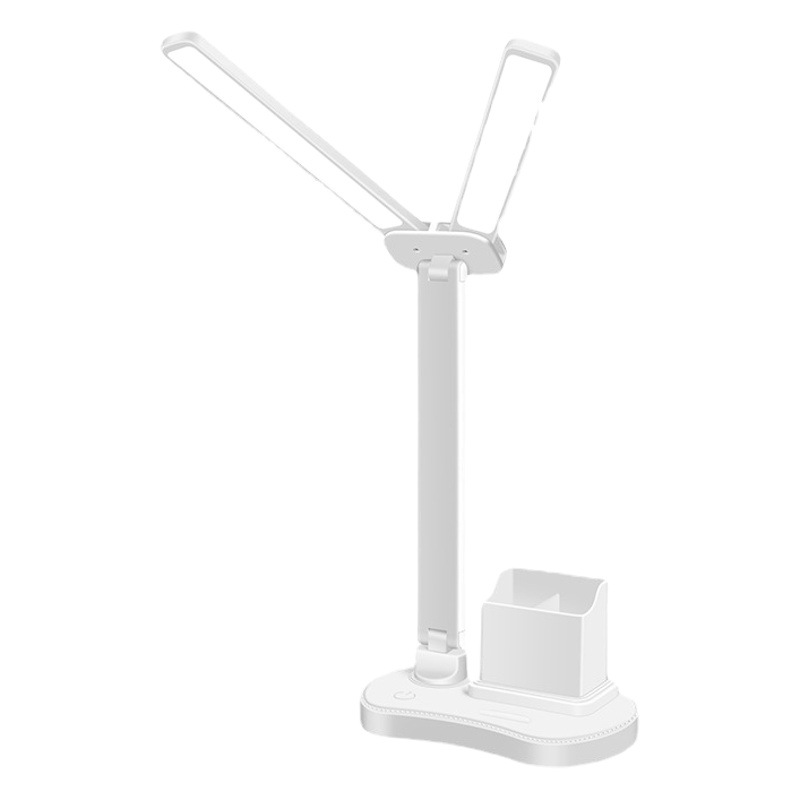 Lámpara de mesa de doble cabeza atenuación plegable carga de doble uso LED noche luz estudiante niños dormitorio lectura lámpara de noche al por mayor