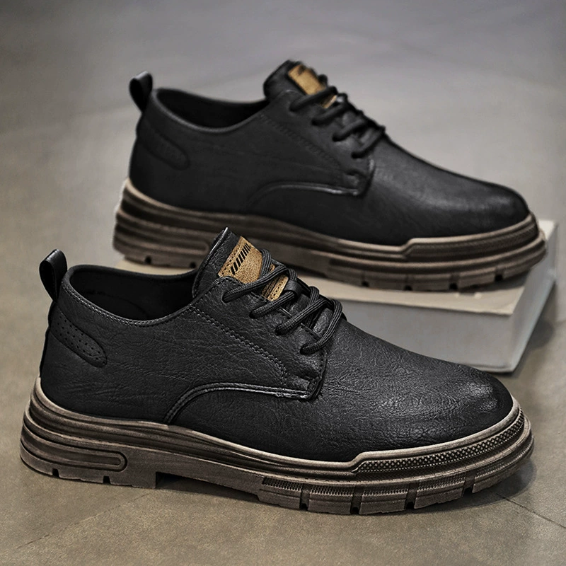 Кожаная обувь мужская обувь осенняя деловая одежда британский стиль повседневная мужская плоская подошва увеличена