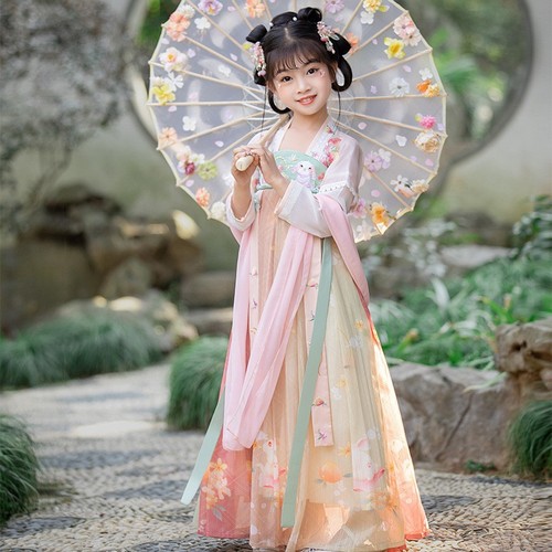 Pink fairy chinese hanfu Chinese style costume wholesale ancient folk dance party cosplay Ru skirt dress for kids