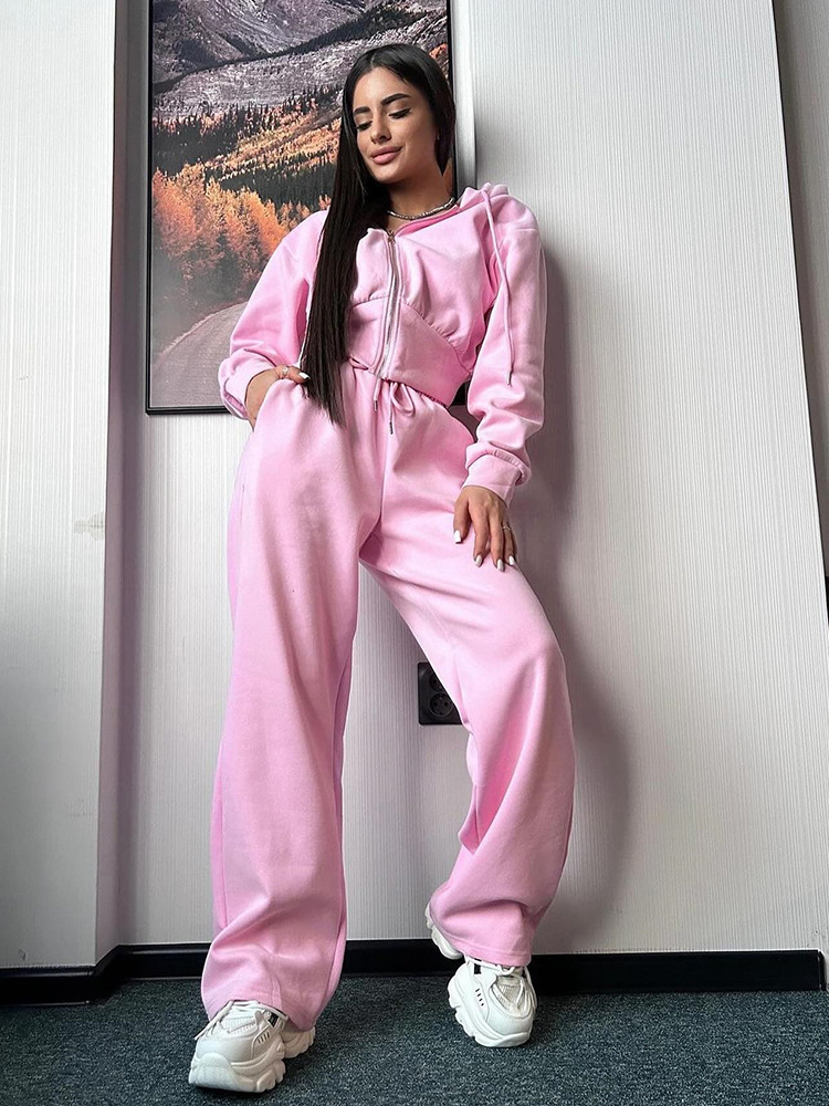 Casual Women's Hooded Sweatshirt With Zipper And Drawstring_voghion.com