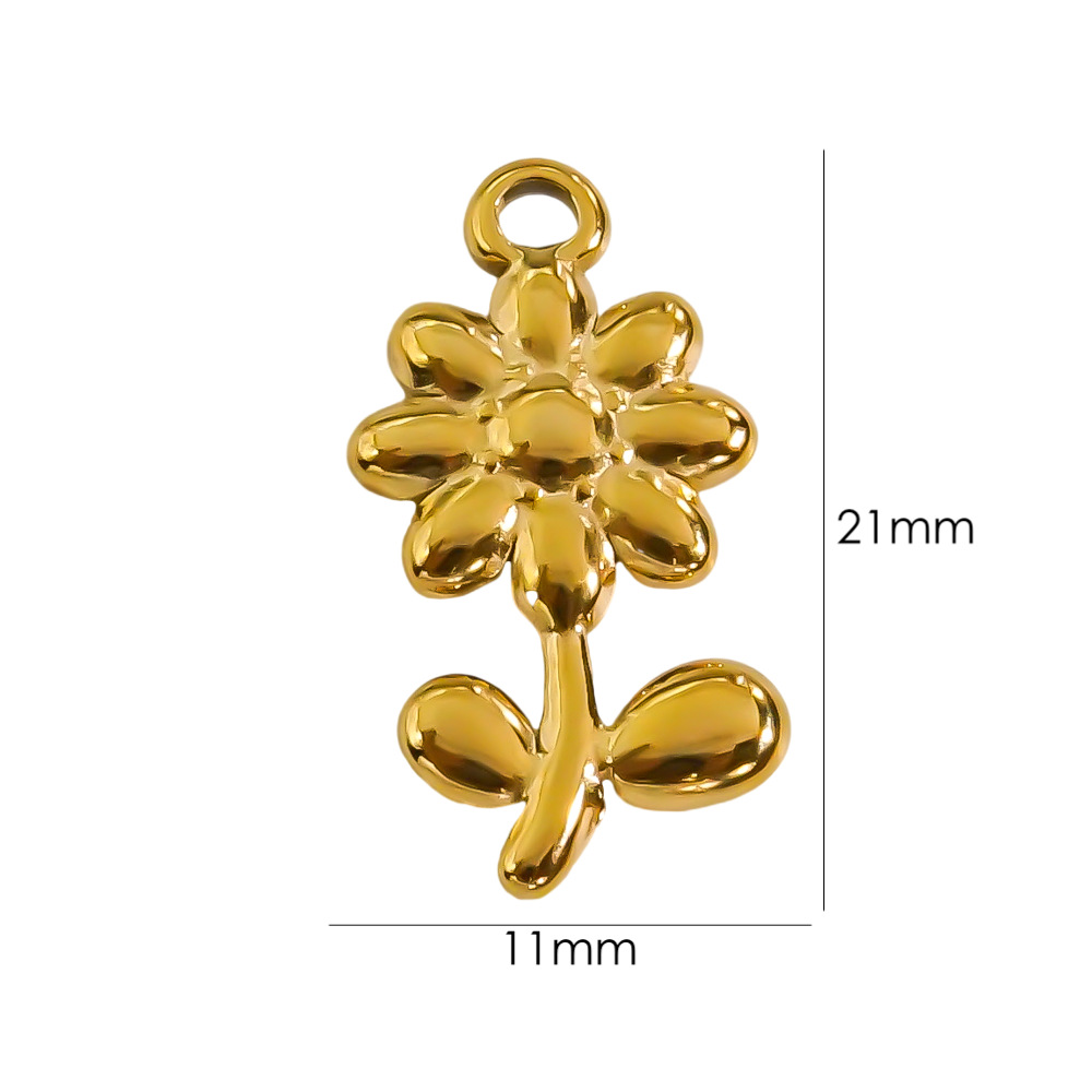10 PCS/Package 304 Stainless Steel 14K Gold Plated Gesture Starfish Flower Beads display picture 7
