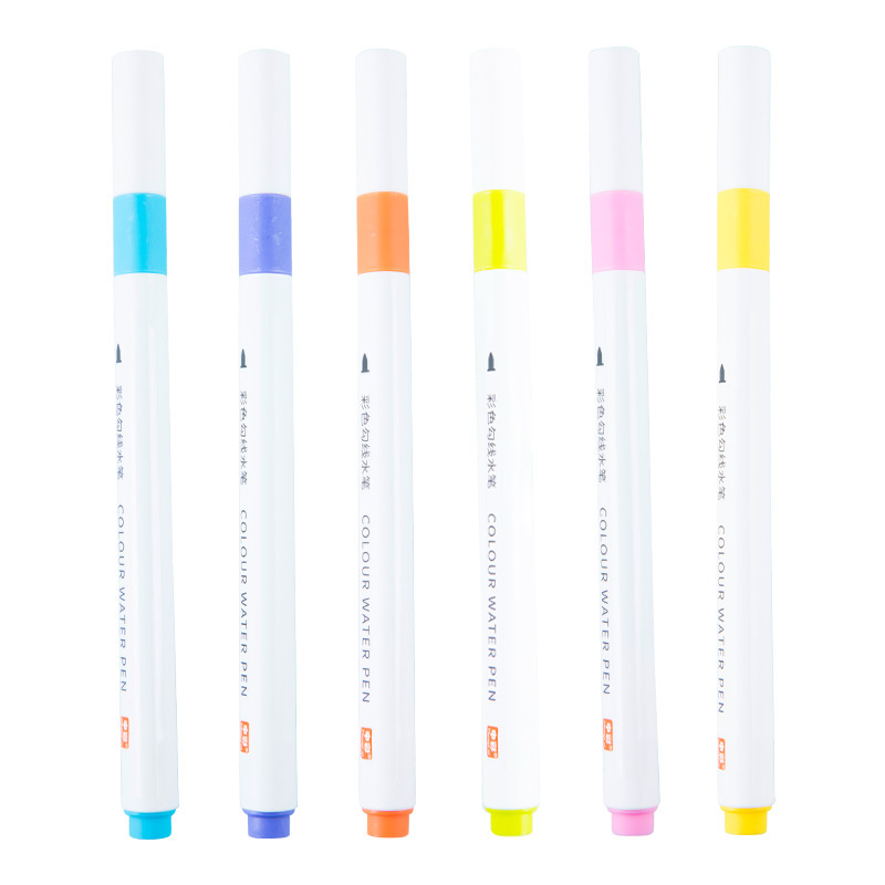 Papelería creativa 835-6 mano cuenta gancho pluma agua-basada DIY mano cuenta aprendizaje clave marca marcador 6 colores traje
