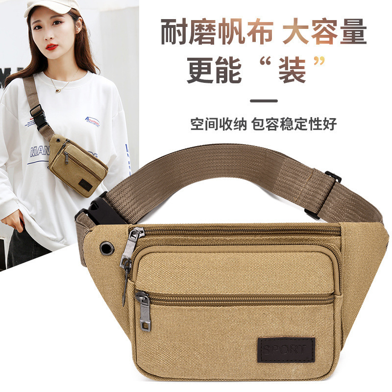 Men's and women's canvas waist bag New Fashion multi-layer large capacity crossbody chest bag stall work cashier mobile phone bag Men's and women's canvas waist bag New Fashion multi-layer large capacity crossbody chest bag stall work cashier mobile phone bag