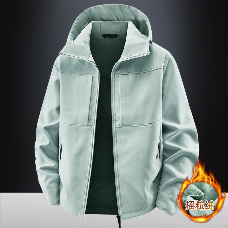 Autumn and Winter Softshell Jacket for Men, Outdoor Casual Jacket, Trendy Waterproof and Windproof Sports Coat, Thickened for Hiking Autumn and Winter Softshell Jacket for Men, Outdoor Casual Jacket, Trendy Waterproof and Windproof Sports Coat, Thickened for Hiking