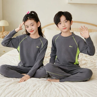 青少年男童运动保暖内衣套装儿童秋衣秋裤少女学生睡衣套装中小童