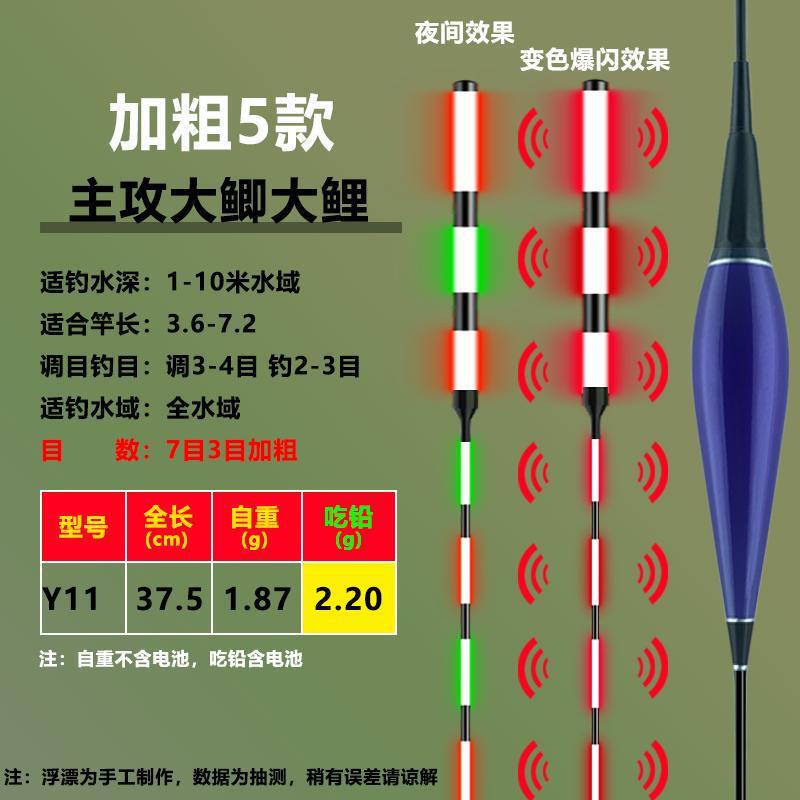 高感度バイトフック、色が変わる、点滅する、発光、目を引く、太字のフナと鯉のフロート、昼夜兼用の電子発光魚フロート|undefined