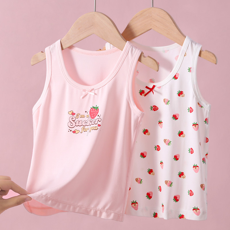 Two-piece Thin Girl's Modal Vest Children's Sleeveless T-shirt Little Girl's Big Boy's Summer Ice Silk Top