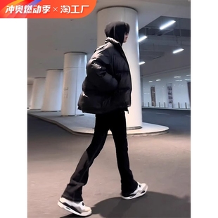 American-style vibe pants high street ruffian handsome fashion brand micro-blare black jeans men's slimming machete slim straight pants