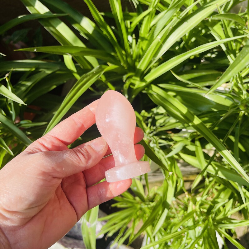 天然粉晶 红玉原石雕刻小灯泡水晶按摩棒摆件 图 2