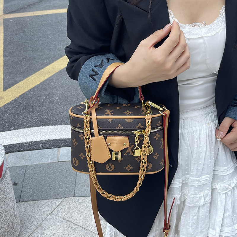 高级感包包女2025新款复古手提包印花方盒包单肩斜挎包洋气化妆包|undefined