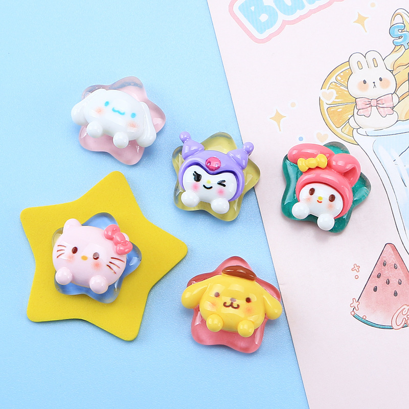 Internet celebridad manejar hielo transparente estrella animal lindo DIY joyería accesorios de resina al por mayor crema pegamento hecho en casa caja del teléfono horquilla