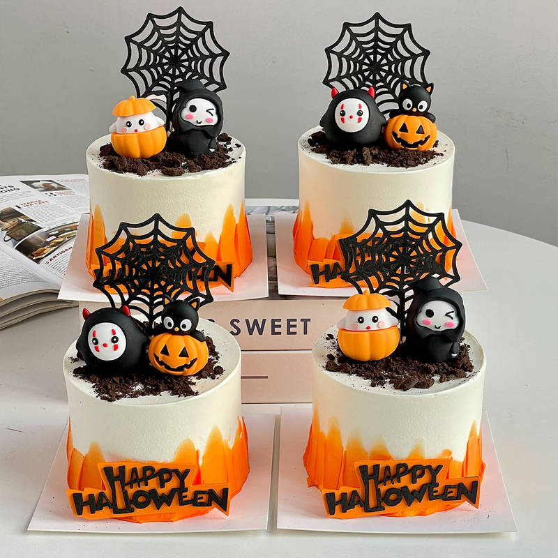 2025 Halloween Cake Decoration Ornaments Soft Rubber Ghost Face Devil Pumpkin Ghost Black Cat Happy Holiday Plug-In 2025 Halloween Cake Decoration Ornaments Soft Rubber Ghost Face Devil Pumpkin Ghost Black Cat Happy Holiday Plug-In