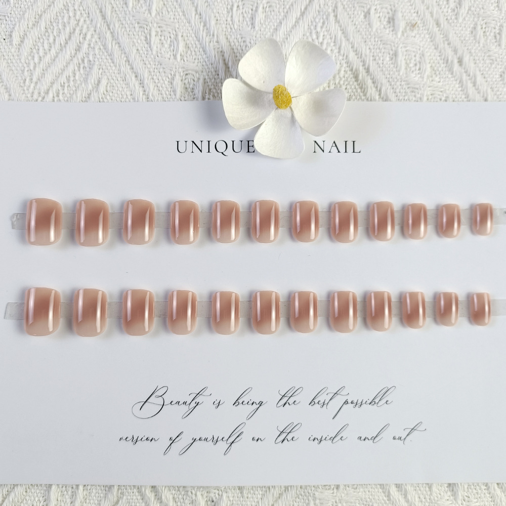 Textura transparente de color desnudo gelatina universal para usar uñas dulces y lindos temperamento de uñas piezas de uñas falsas al por mayor image 4