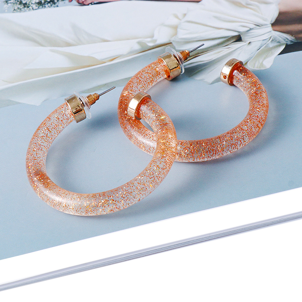 Fashion Nude Resin Transparent C-shaped Earrings