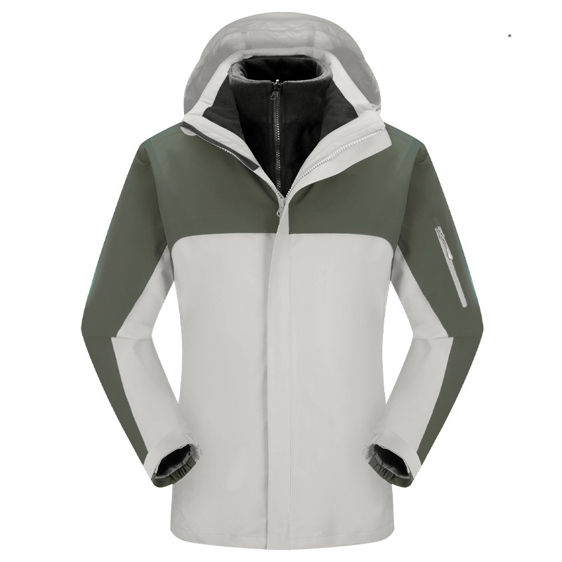 3 - en - 1 traje de asalto desmontable a prueba de viento dos piezas juego de ropa de trabajo de terciopelo casual capa de impresión LOGO para hombres