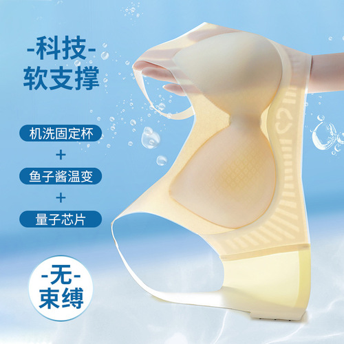 Seamless Soft Support Caviar Vest-Type Underwear One-piece Fixed Cup Small Breast Push-up Bra for Reducing Excess Breast.Butterfly Wings.