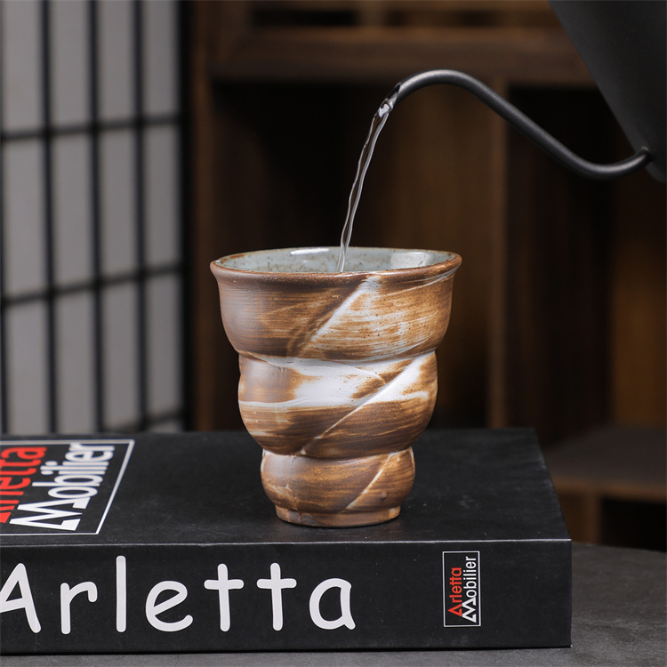 Vintage Ceramic Coffee Cup Kiln-fired Rustic Pottery Mug_voghion.com