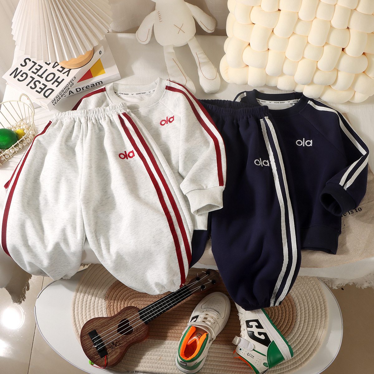 Children's Sweatshirt Set 2025 Spring and Autumn Boys and Girls Trendy Brand Two-Piece Set Baby Casual Sportswear Autumn Style Children's Clothing