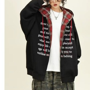 2024 Explosions American Retro Cardigan Hoodie Women's Autumn Street Casual Couple's Coat Trendy Campus Style