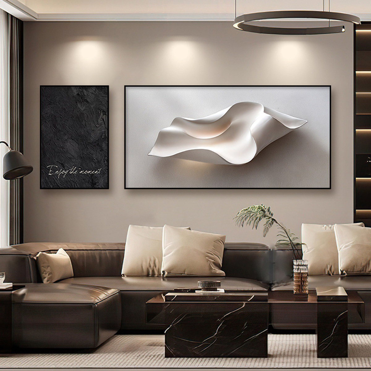 Luz de lujo de alto nivel pintura de decoración de la sala de estar estereoscópica abstracta sofá fondo pintura mural simple moderna pintura colgante