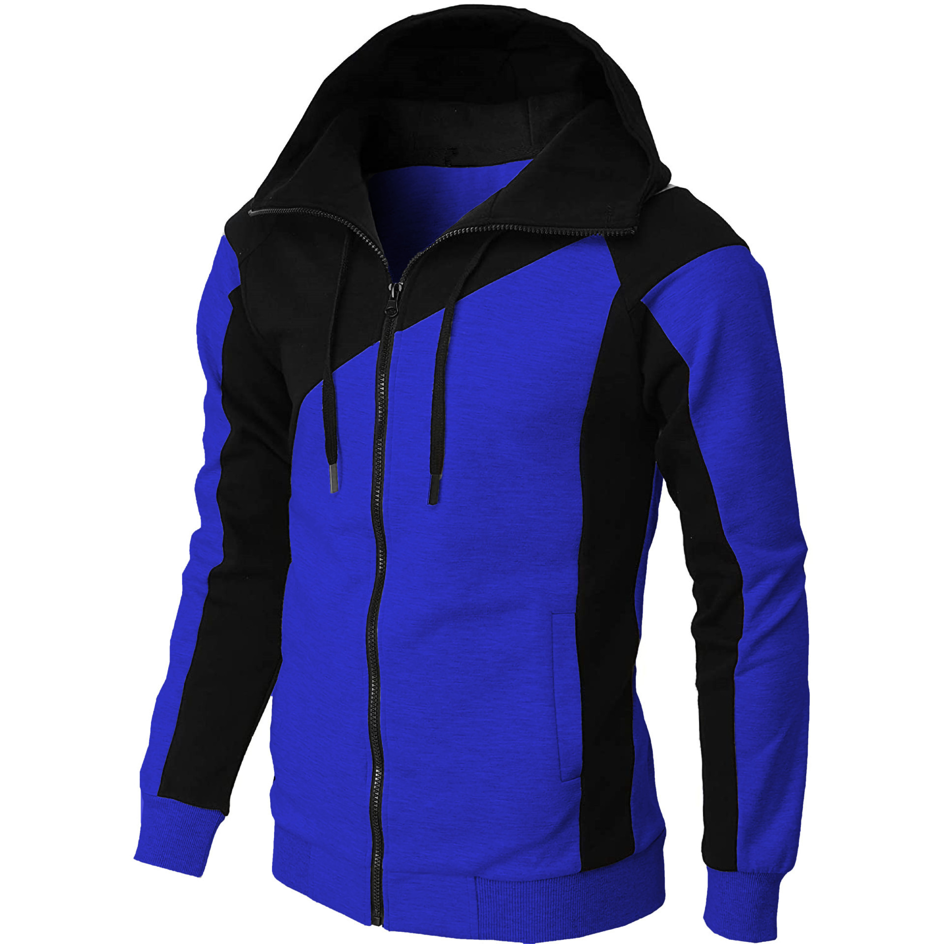 Neue Herbst- und Winterjacke mit kontrastierendem Reißverschluss und Kapuzenpullover, lässige Mode, langärmelige Sportbekleidung für Herren_voghion.com