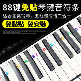 跨境钢琴音符条键盘贴电钢琴电子琴键贴音符88键五线谱白卡条