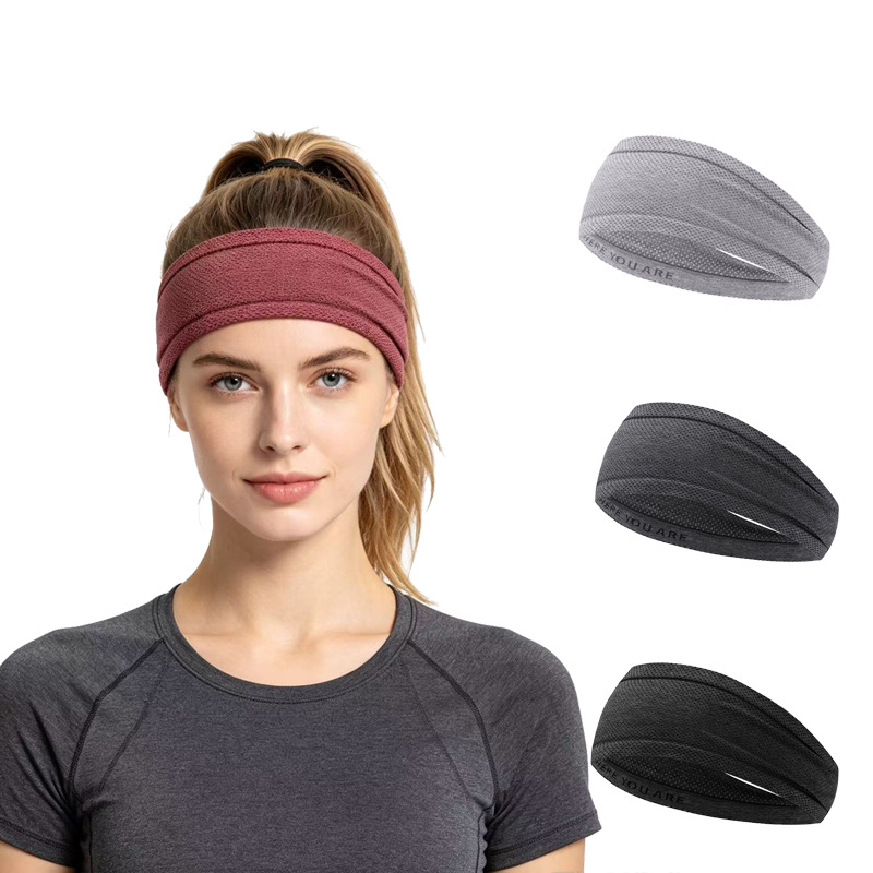 New nylon anti-slip sweatband, running sports headband, sweat-absorbing headband, yoga headband, tennis headscarf, available for cross-border sales