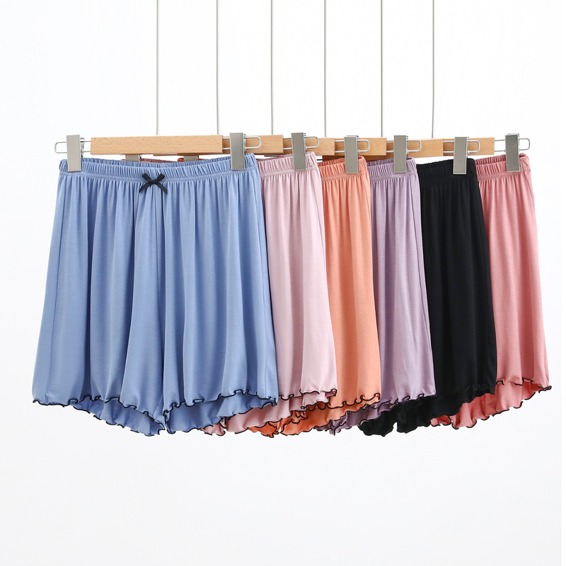 Bowknot flying culottes modal pajama pants women plus size plus size shorts home casual safety wide leg pants women