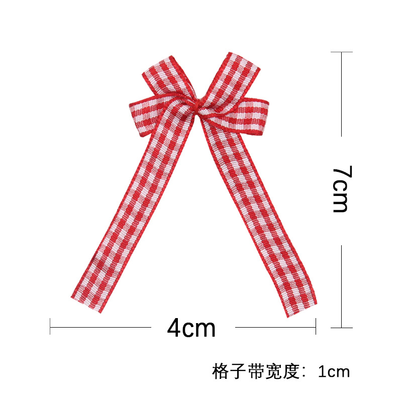 1cm rojo y blanco a cuadros cinta arco Yiwu fabricantes pueden hacer accesorios de ropa escocesa arco a cuadros