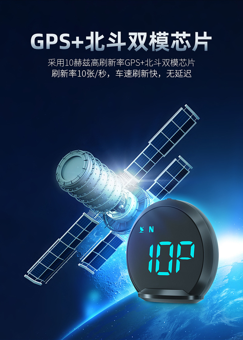 New cross-border colorful light HUD head-up display, universal car speedometer, GPS multi-function on-board computer