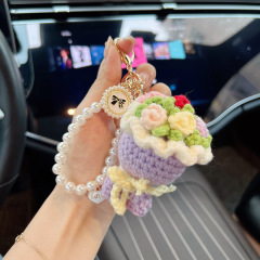 新しい毛糸編み手の花の車のキーホルダー手作りの携帯チェーンのカバンの装飾の女神の日の卸売りの贈り物