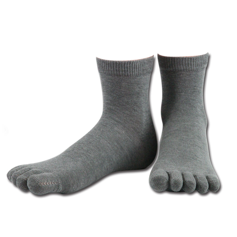 Otoño e Invierno de algodón calcetines de punta de algodón de fibra de cobre desodorante antibacteriano corriendo calcetines de media pantorrilla hombres y mujeres sudor-absorbente de cinco dedos Calcetines