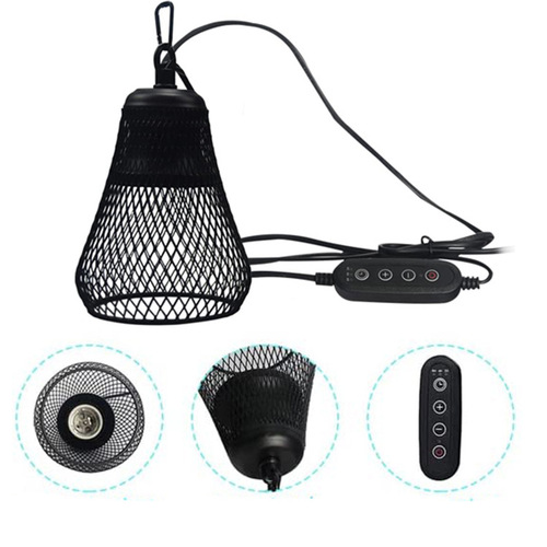 Timing adjustment switch reptile lampshade turtle basking lamp lizard cat dog pet heating insulation lamp mesh cover