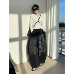 幻彩纱早秋麻感 翻领Polo领长袖T恤女修身显瘦打底衫针织衫