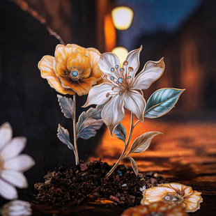 Flower Shadow Dream Series Hard Card Stickers Beautiful Day 15 Long Branch Flower Hand Account DIY Decorative Stickers 6