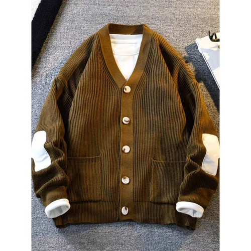 American Retro Cardigan Men's Knitted Jacket Autumn/Winter Loose Casual Versatile Slouchy Knit Shirt for Men