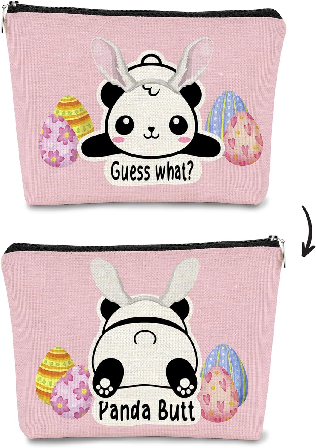 Transfronterizos Amazon brote lindo panda impresión doble cara bolsa de maquillaje bolsa de almacenamiento bolsa de cambio de lino impermeable