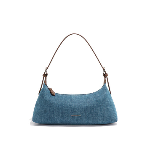 跨境外单欧美时尚复古西部复古风撞色拼接牛仔腋下包单肩包饺子包