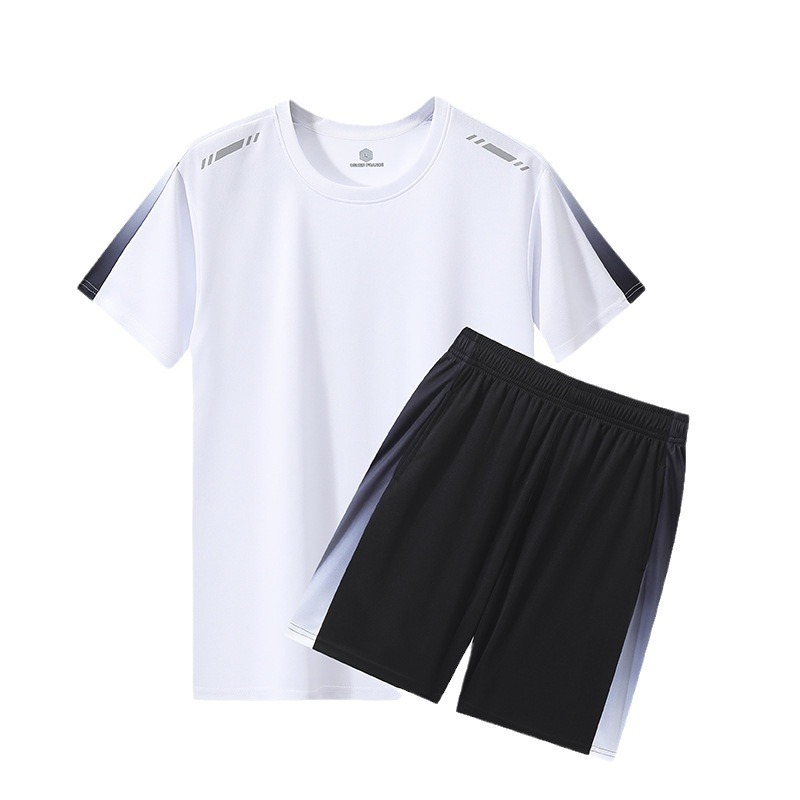 Sportswear suit Men's Ice Silk Summer Running Short-sleeved Shorts Casual Basketball Morning Running Thin Fitness Quick-drying Clothes