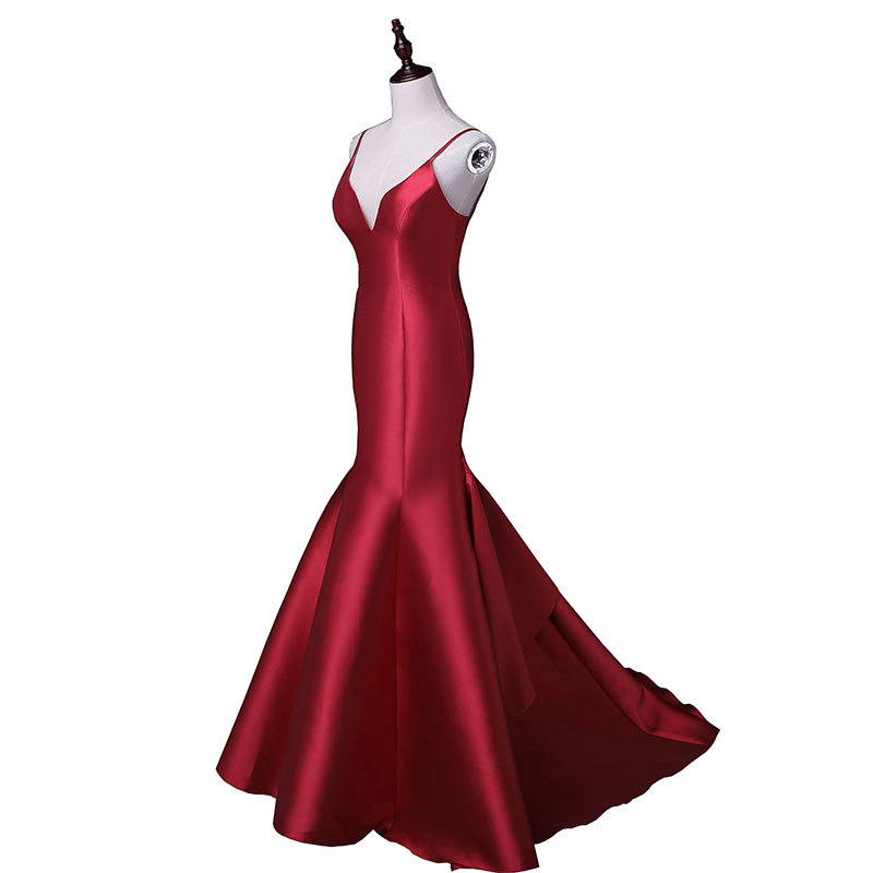 Europa y América del comercio exterior Amazon AliExpress deseo nuevo elegante simple Correa fishtail satén vestido de noche se puede personalizar